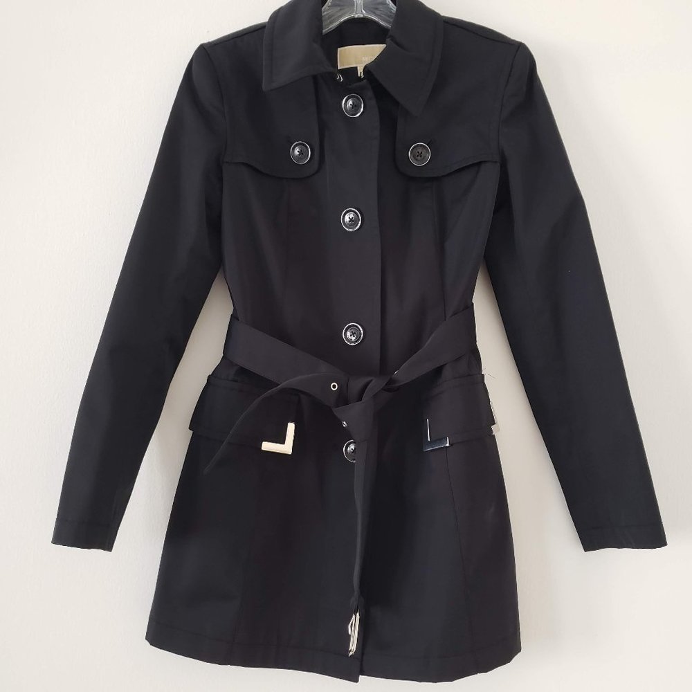Michael Kors Black Beverly Trench Coat